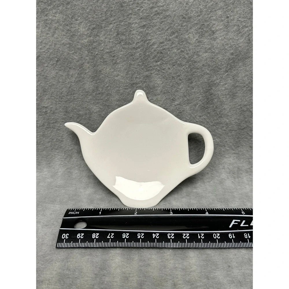 Teabag Rest Holder Dish Teapot Shape Ceramic White‎ Precitime